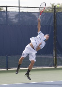 Spencer Smith serves the ball to his opponent on Sept. 6, 2012. (Photo Sarah Hill)