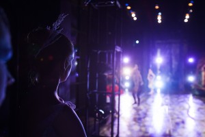The combination of excitement and nerves kick in as dancers wait in the wings ready to go onstage in the Pardoe Theatre. (Jonathan Hardy)