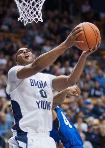 Brandon Davies goes up for a layup during a game against Tennessee State last season. Photo by Universe Photographer.