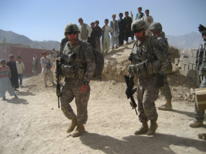 Col. David B. Haight and CSM Del Byers on patrol in Afghanistan during their unit's year-long deployment from 2008 to 2009