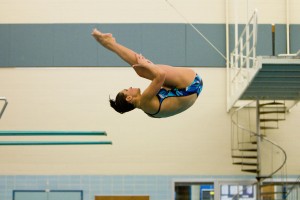 A member of the BYU diving team competes against University Denver on Saturday afternoon.