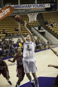 Jennifer Hamson goes for the lay up in a game against Loyola Marymount. Photo by Universe Photographer.