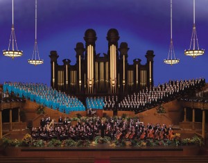 The Mormon Tabernacle Choir singing during LDS General Conference. The Grammy and Emmy-award-winning choir invites members and millennials to participate in the virtual performance of the "Hallelujah" chorus. 