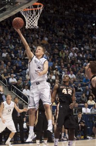 Tyler Haws goes for a layup against Santa Clara. The Cougars a (Photo by Whitnie Soelberg)