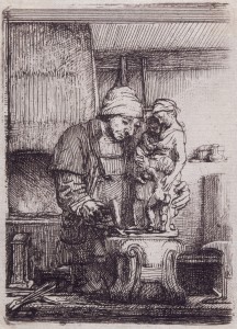Rembrandt's etching "Goldsmith" is one of the MOA's bew acquisitions on display with the exhibition "Rembrant's Amsterdam." (Courtesy of The MOA) 