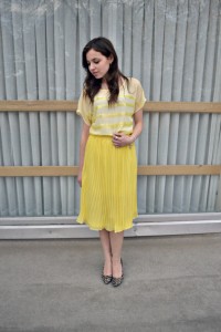 Hannah Woolley modeling "Mellow Yellow" sister missionary style