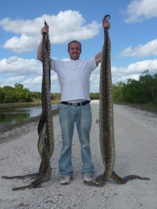 The Florida Python Hunters won both first and second place in the categories of most pythons caught and longest pythons in the Florida Python Challenge. Photo courtesy Devin Belliston.