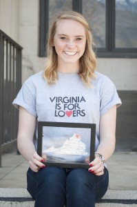 Annie Turner holds a picture of her home state of Virginia (photo by Whitnie Soelburg)