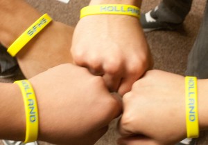 Spanish Fork High School students sell and buy silicone wristbands with Holland's name on them to raise money for the Young family. (Photo courtesy Hope for Holland)