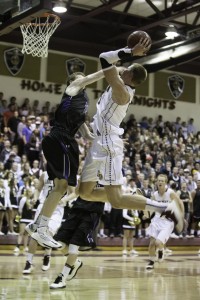 Lone Peak's Eric Mika takes a shot in last Thursday's game against Lehi.