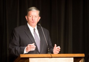 President Samuelson addressed prospective missionaries on Wednesday. (Photo by Sarah Hill)