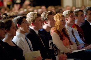 Prospective missionaries listened to President Samuelson speak at a fireside on Wednesday. (Photo by Sarah Hill)