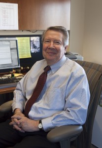 Ron Clark in his office in the Hinckley Alumni Center. Photo Courtesy Whitnie Soelberg. 