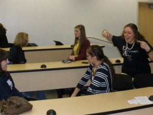 Palethorpe (far right) works with students at ASL club. (Photo courtesy BYU ASL Club Facebook page)