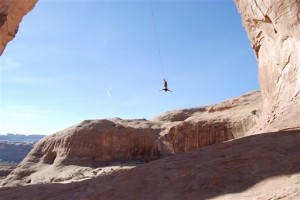 A 22-year-old man was killed Sunday, trying to swing through the opening of the 110-foot, 33-meter-tall, sandstone arch.
