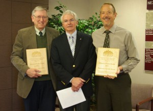 For his outstanding record of combining academic excellence with practical application and advocacy of Public Health principles in both local and international communities, the Utah County Health Department and Board of Health honor Dr. Eugene Cole (left) with their 2013 Friend of Public Health award.