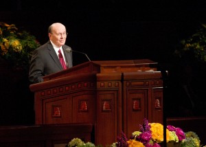 Elder Quinten L. Cook speaks during the Saturday afternoon session of the 183rd General Conference.