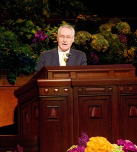 Elder Stanley G. Ellis speaks during the Saturday afternoon session of the 183rd General Conference. (Photo by Sarah Hill)