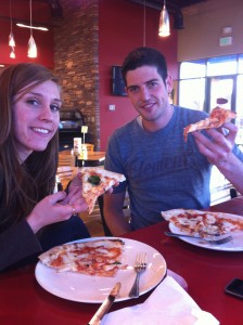 Russ Blacker and Ally Robison enjoy authentic Italian pizzas at Terra Mia. (Stacia Wahlgren)