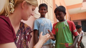 Mackenzie Wallace spends time with children at a school for the deaf in India. (Photo courtesy Mackenzie Wallace) 