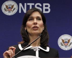 In this Feb. 7, 2013 file photo, National Transportation Safety Board (NTSB) Chair Deborah Hersman speaks during a news conference in Washington. Federal accident investigators were weighing a recommendation this month that states reduce their threshold for drunken driving from the current .08 blood alcohol content to .05, a standard that has been shown to substantially reduce highway deaths in other countries. Hersman said. Alcohol-impaired deaths are not accidents, they are crimes. They can and should be prevented. The tools exist. What is needed is the will.   (AP Photo by Ann Heisenfelt)