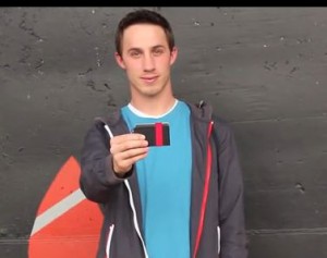 Ryan Crabtree shows off his Crabby Wallet, a minimalist wallet designed for people on the go. (Photo courtesy Crabby Wallet)