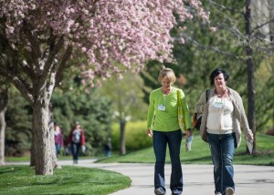 Conference goers walk through campus between sessions of the 2013 Women's Conference.