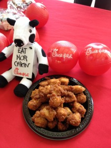Dinning Services allows faculty to sample Chick-fil-A food as they tell of their plans to add the restaurant in the Cougareat (Photo by Trevor Carver)