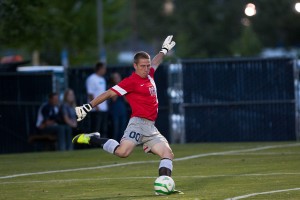 Goalie Brian Hale takes a goal kick during Friday's game at South Field.