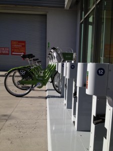 GREENbike share station outside of Harmons in Salt Lake City
