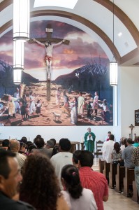 Local parishioners celebrate mass at St. Francis of Assisi in Orem on July 28. (Photo by Chris Bunker)
