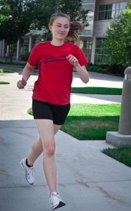 Sophomore Annie Tyler, nursing, prefers to run in cheaper non-brand athletic apparel.