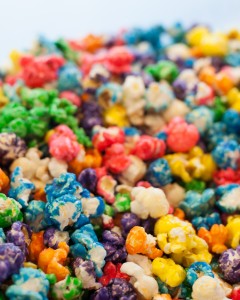 Rooster's gourmet popcorn comes in a variety of flavors including carmel, blue raspberry, Dr. Pepper, cotton candy and and chocolate Oreo.