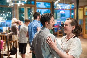 Sarah Blair dances with Jake Riggole at Enliten Bakery and Cafe.