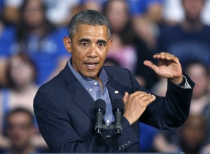 President Barack Obama gestures as he speaks at the University at Buffalo, the State University of New York, Thursday, Aug. 22, 2013 in Buffalo, N.Y., where he began his two day bus tour to speak about college financial aid. (AP Photo by Keith Srakocic)
