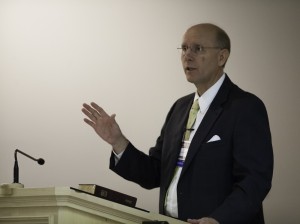 David B. Marsh speaks about how to properly deal with doubts and questions about the church. Photo by Elliott Miller