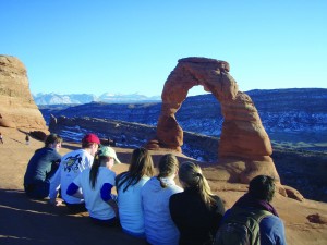 Members of the Outdoor Adventure Club at Arches National Park. 