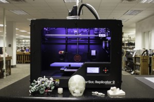 This 3-D printer is on display and ready for use on the 2nd floor of the HBLL. 