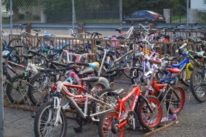 Dozens of bikes are parked at Provost Elementary in Provo as a result of Bike to School Week. Photo courtesy of Christy Horn.