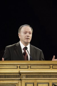 Elder Robbins addressed BYU students about avoiding temptation on Tuesday morning in the Marriott Center.