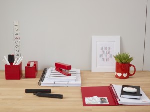 Decorating desk space creatively and colorfully can increase productivity, studies say. Photo courtesy of Poppin.