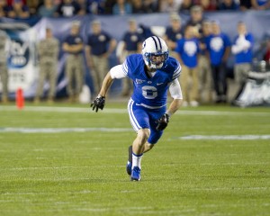 Eric Thornton, once an intramural standout, now plays wide receiver for the BYU football team. Photo by Sarah Hill.