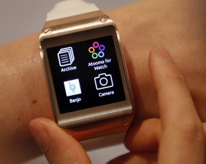 Samsung unveiled the Galaxy Gear, a highly anticipated digital wristwatch.  (AP Photo/Michael Sohn)