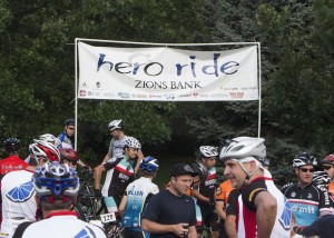 Cyclists get ready to ride the "Hero Ride" to benefit families featured in the Thursday's Heroes show before football games. Photo by Emily Hales