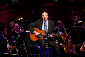 James Taylor performs with the Mormon Tabernacle Choir and the Utah Symphony Orchestra on Friday night. (Photo by Sarah Hill)