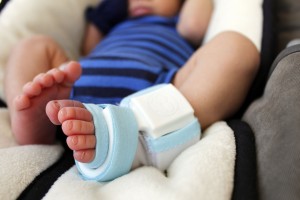 The Owlet baby monitor fits inside a baby sock specially designed by Owlet. (Photo courtesy of Owlet.)