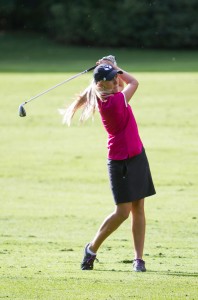 Brooklyn Anderson competes at the Hobble Creek Golf Course on Monday morning. (Photo by Sarah Hill.)