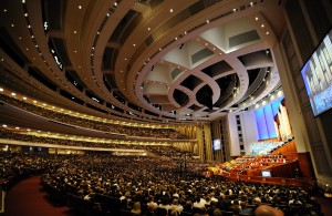 A view of the Conference Center during the April 2011 general conference.  (Photo courtesy LDS Church)