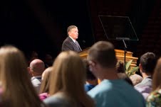 President Cecil O. Samuelson addresses the BYU student body at Tuesday's campus Devotional.