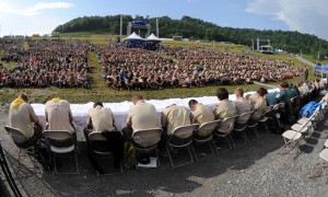 Scouts prepare to receive the Sacrament at the 2013 National Scout Jamboree held at the Summit Bechtel National Scout Reserve in West Virginia. Photo courtesy of the LDS Church. 